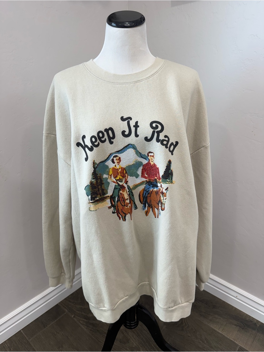 Indy Brand Keep It Rad Graphic Crewneck Sweater - Beige